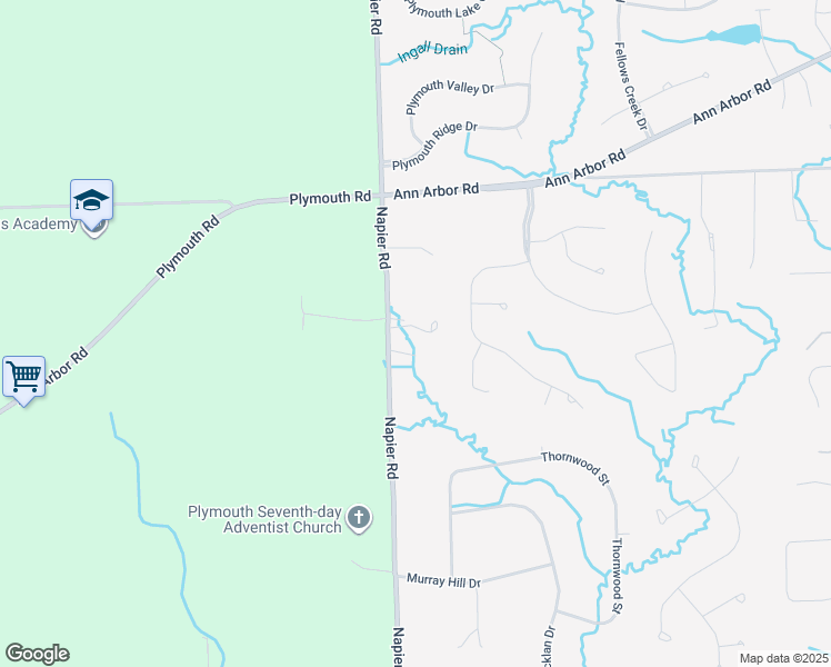 map of restaurants, bars, coffee shops, grocery stores, and more near 4720 Napier Road in Canton