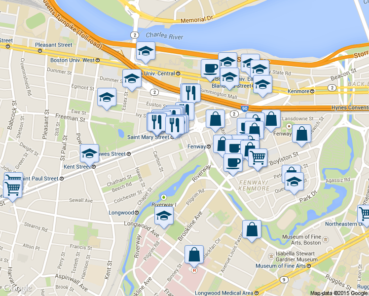 map of restaurants, bars, coffee shops, grocery stores, and more near 34 Medfield Street in Boston