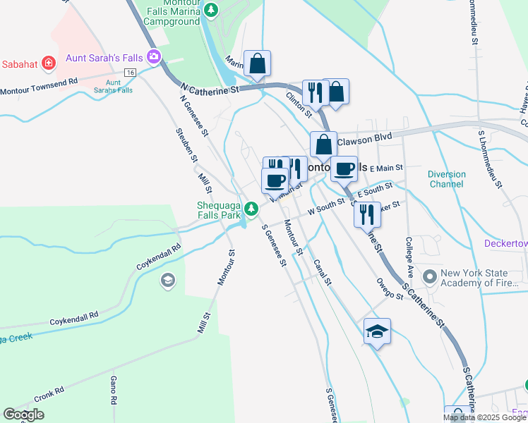 map of restaurants, bars, coffee shops, grocery stores, and more near in Montour Falls