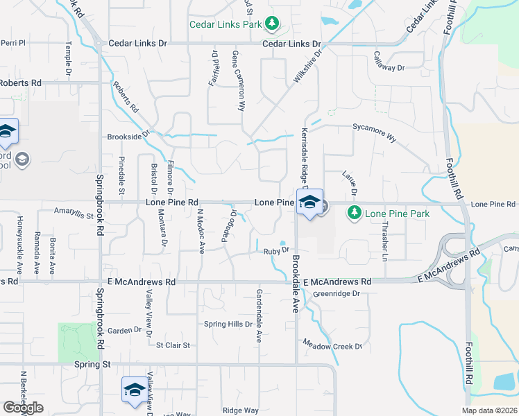 map of restaurants, bars, coffee shops, grocery stores, and more near 3010 Lone Pine Road in Medford