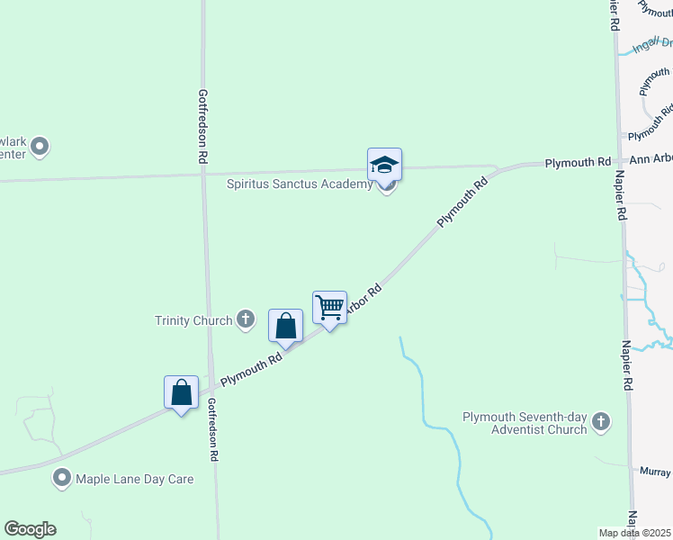 map of restaurants, bars, coffee shops, grocery stores, and more near 10323 Plymouth Road in Plymouth
