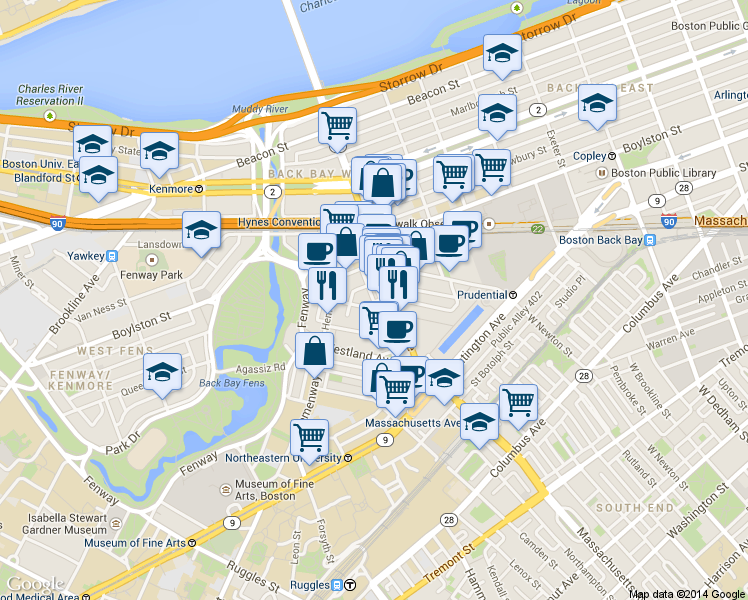 map of restaurants, bars, coffee shops, grocery stores, and more near 39 Edgerly Road in Boston