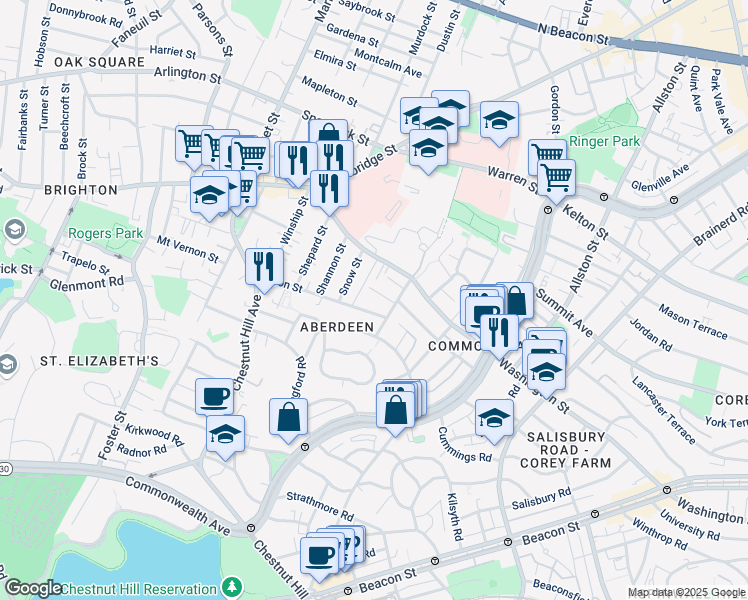 map of restaurants, bars, coffee shops, grocery stores, and more near 15 Union Street in Boston