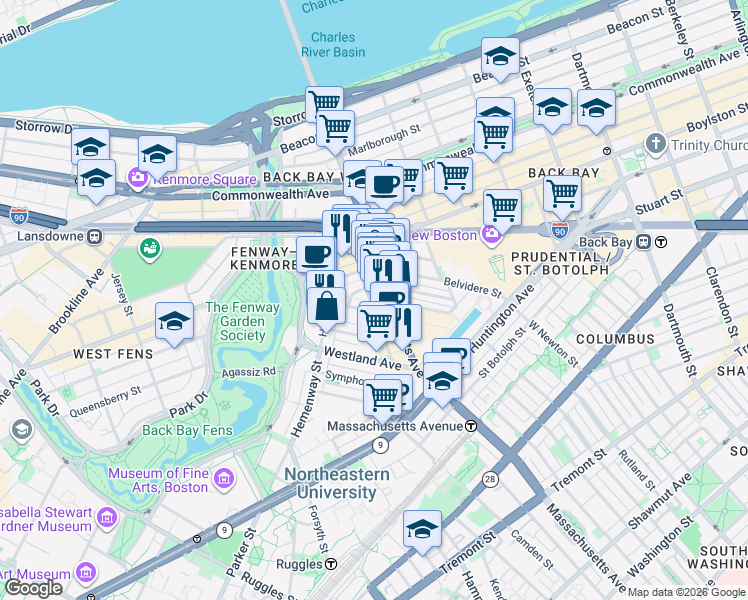 map of restaurants, bars, coffee shops, grocery stores, and more near 39 Edgerly Road in Boston