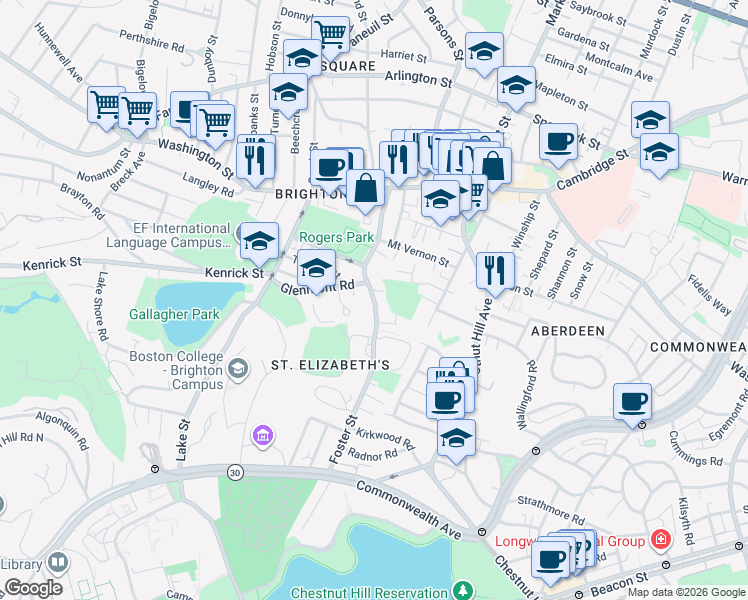 map of restaurants, bars, coffee shops, grocery stores, and more near 157 Foster Street in Boston