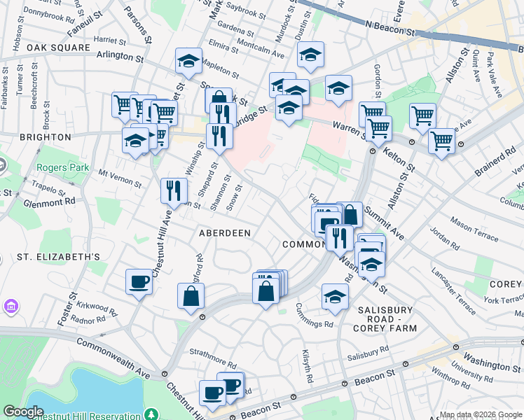 map of restaurants, bars, coffee shops, grocery stores, and more near 78 Claymoss Road in Boston