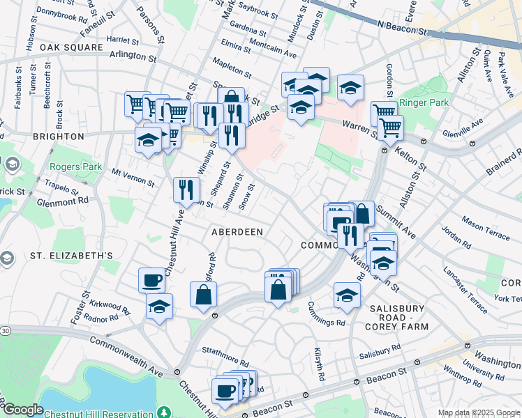 map of restaurants, bars, coffee shops, grocery stores, and more near 15 Union Street in Boston