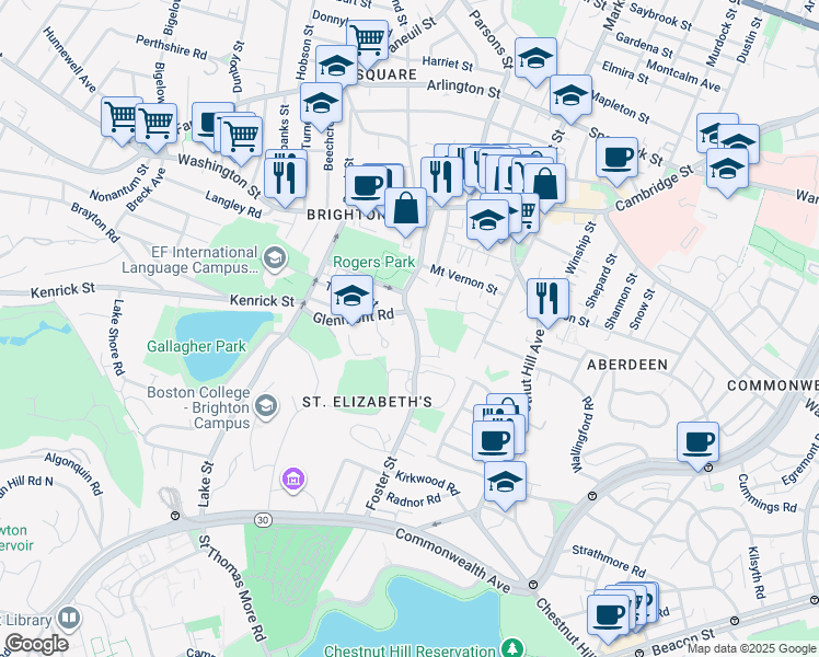 map of restaurants, bars, coffee shops, grocery stores, and more near 18-20 Anselm Terrace in Boston