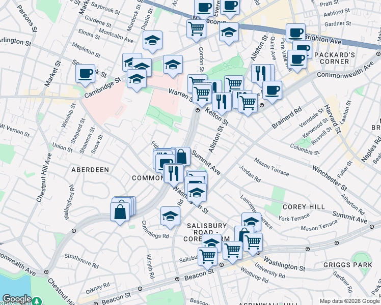 map of restaurants, bars, coffee shops, grocery stores, and more near 15 Carol Avenue in Boston
