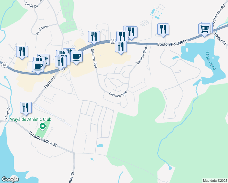 map of restaurants, bars, coffee shops, grocery stores, and more near 7 Tanners Path in Marlborough