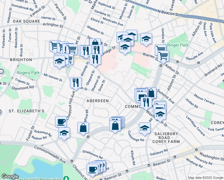 map of restaurants, bars, coffee shops, grocery stores, and more near 15 Union Street in Boston