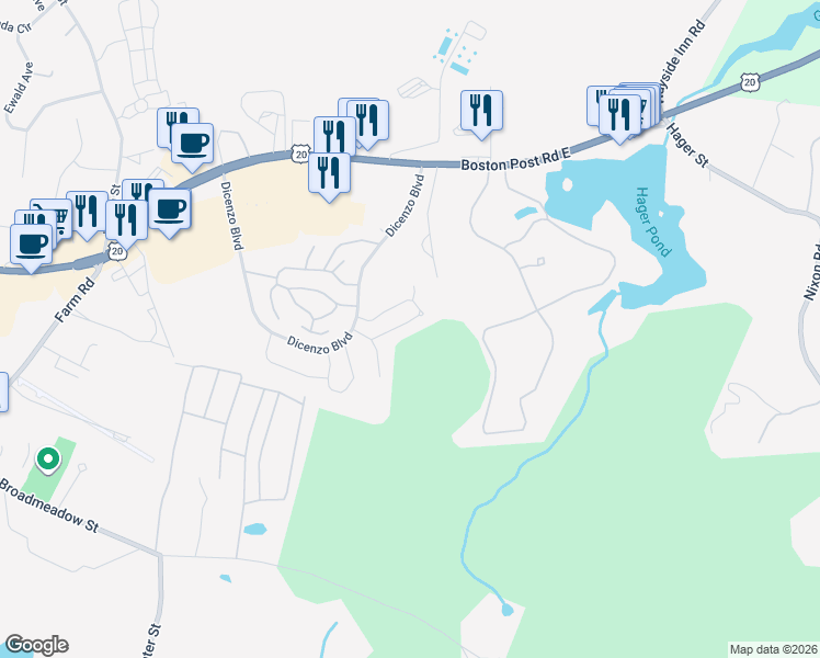 map of restaurants, bars, coffee shops, grocery stores, and more near 61 Violetwood Circle in Marlborough