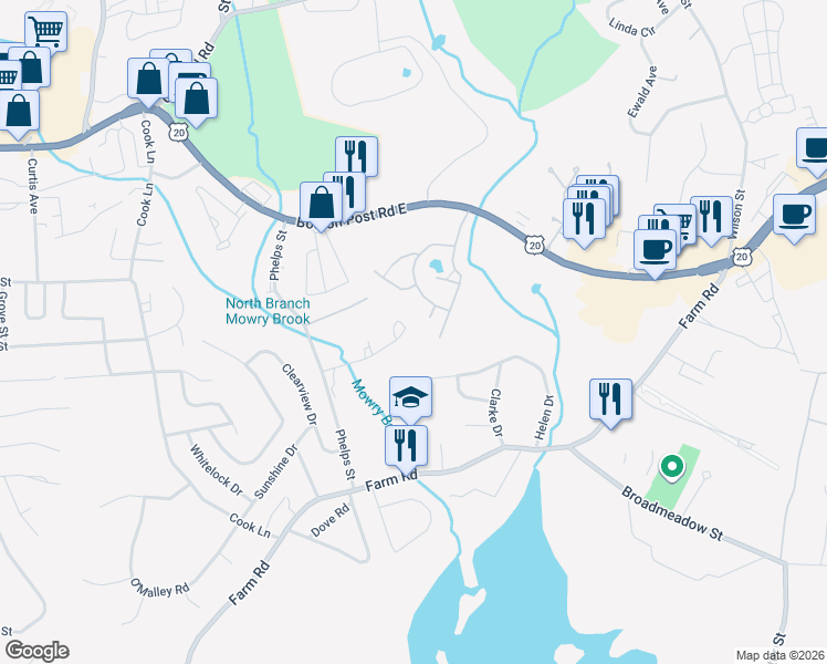 map of restaurants, bars, coffee shops, grocery stores, and more near 85 Royce Road in Marlborough