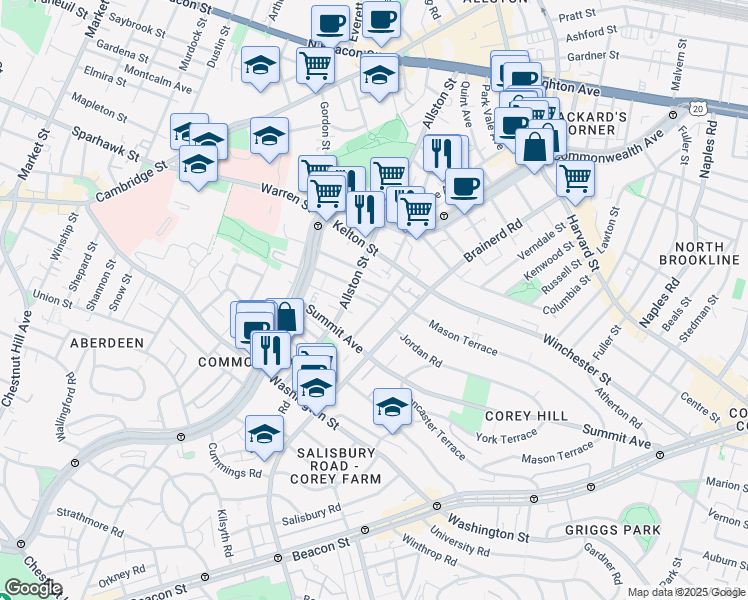 map of restaurants, bars, coffee shops, grocery stores, and more near in 