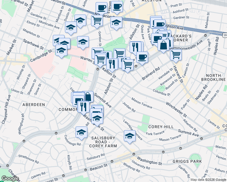 map of restaurants, bars, coffee shops, grocery stores, and more near in 