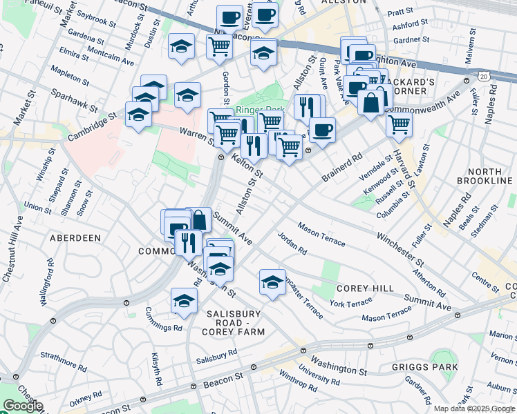 map of restaurants, bars, coffee shops, grocery stores, and more near in 