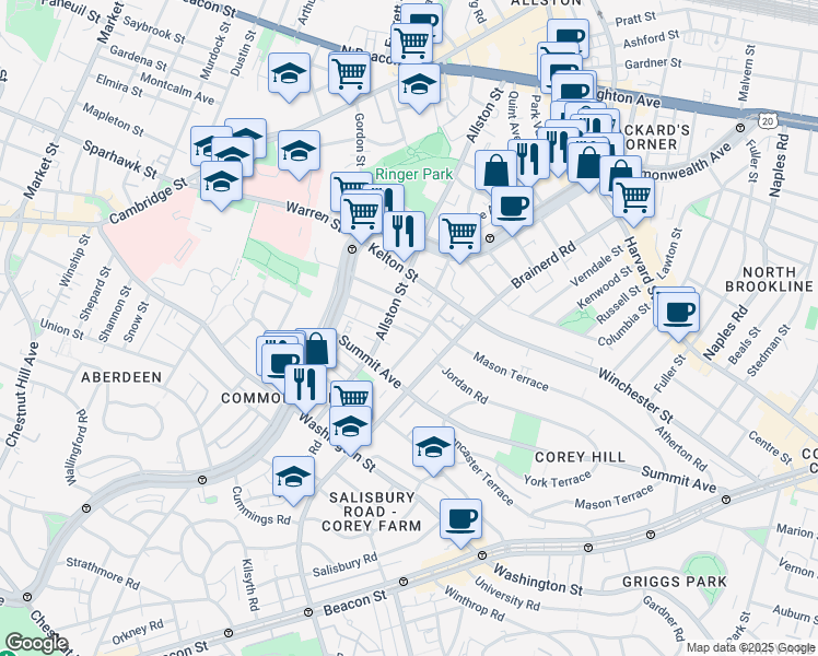 map of restaurants, bars, coffee shops, grocery stores, and more near in 