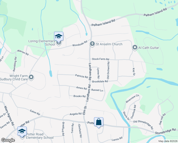 map of restaurants, bars, coffee shops, grocery stores, and more near 68 Landham Road in Sudbury