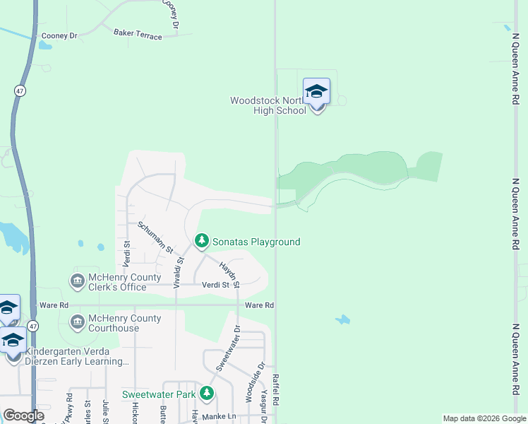 map of restaurants, bars, coffee shops, grocery stores, and more near 2871 Haydn Street in Woodstock