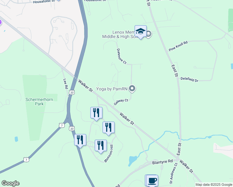 map of restaurants, bars, coffee shops, grocery stores, and more near 2-56 Clifden Court in Lenox