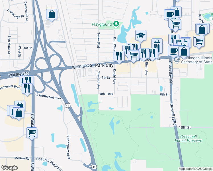map of restaurants, bars, coffee shops, grocery stores, and more near 727 Sharon Avenue in Park City