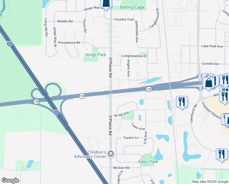 map of restaurants, bars, coffee shops, grocery stores, and more near 808 Astor Place in Gurnee