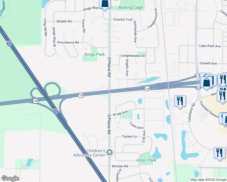 map of restaurants, bars, coffee shops, grocery stores, and more near 808 Astor Place in Gurnee