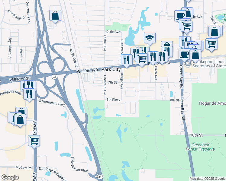 map of restaurants, bars, coffee shops, grocery stores, and more near 748 Sharon Avenue in Park City