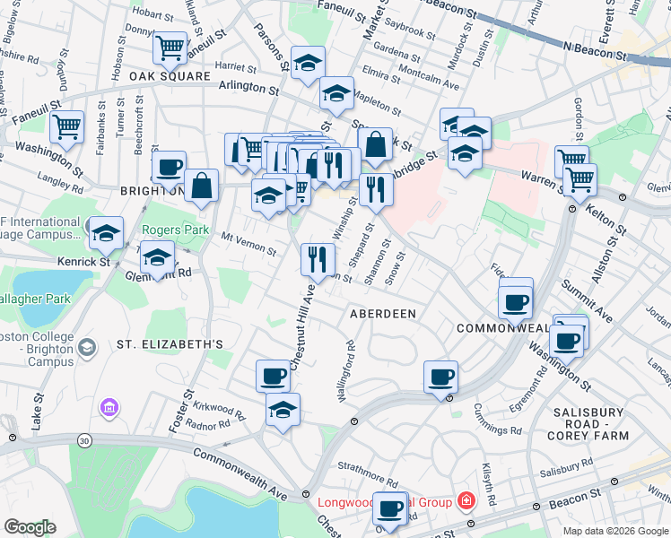 map of restaurants, bars, coffee shops, grocery stores, and more near 105 Union Street in Boston