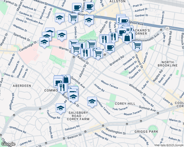 map of restaurants, bars, coffee shops, grocery stores, and more near in 