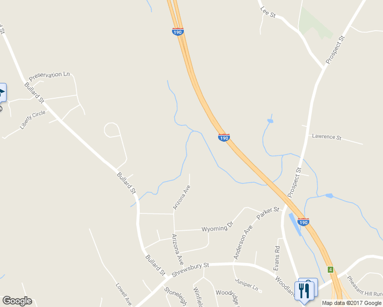 map of restaurants, bars, coffee shops, grocery stores, and more near 148 Arizona Avenue in Holden