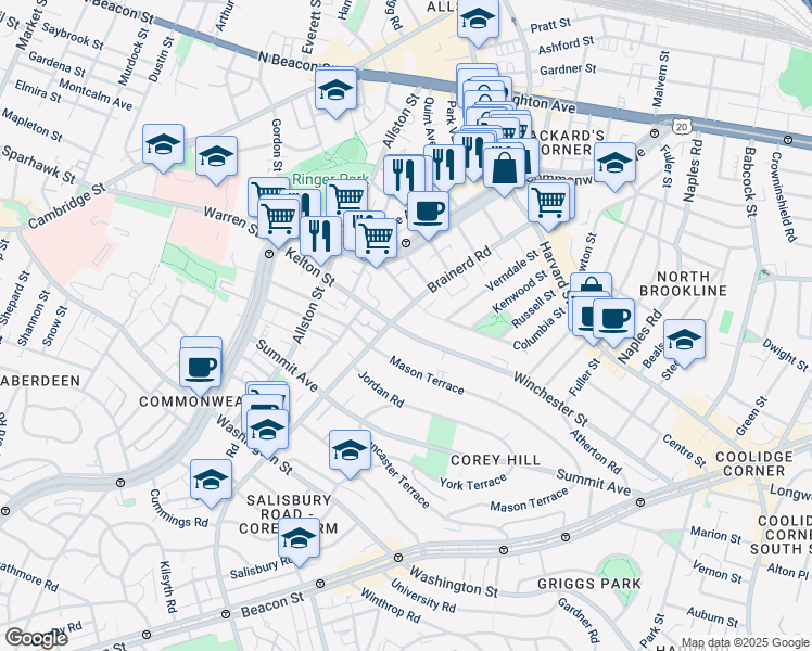 map of restaurants, bars, coffee shops, grocery stores, and more near in 