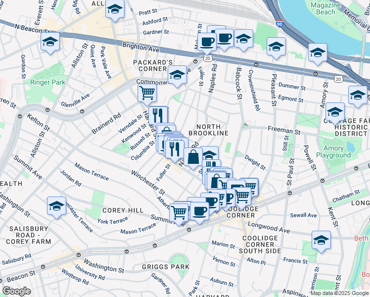 map of restaurants, bars, coffee shops, grocery stores, and more near in 