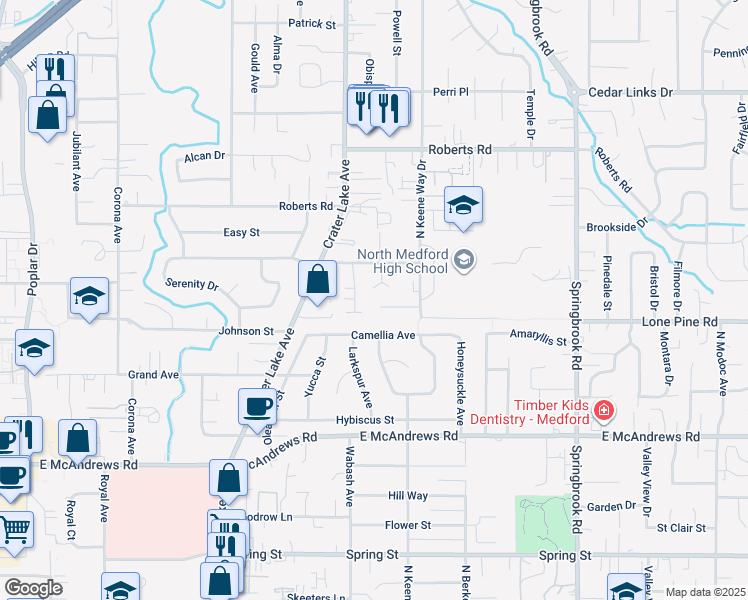 map of restaurants, bars, coffee shops, grocery stores, and more near 1857 Inner Circle in Medford