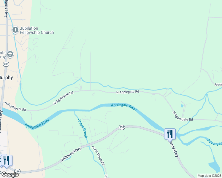 map of restaurants, bars, coffee shops, grocery stores, and more near 7420 North Applegate Road in Grants Pass