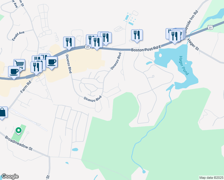 map of restaurants, bars, coffee shops, grocery stores, and more near 97 Violetwood Circle in Marlborough