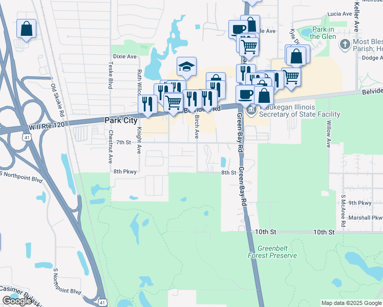 map of restaurants, bars, coffee shops, grocery stores, and more near 3148 Jeanette Avenue in Park City