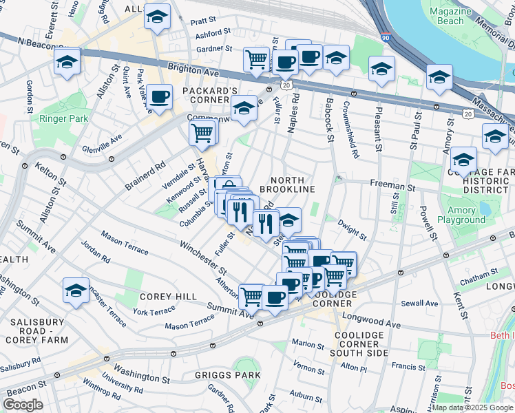 map of restaurants, bars, coffee shops, grocery stores, and more near in 