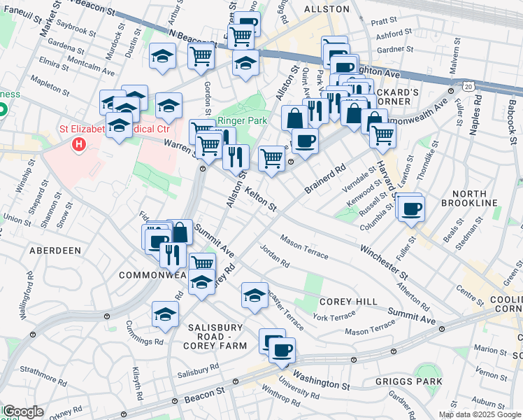 map of restaurants, bars, coffee shops, grocery stores, and more near in 