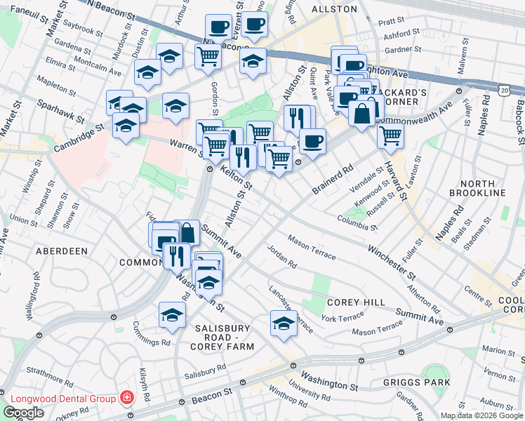 map of restaurants, bars, coffee shops, grocery stores, and more near in 