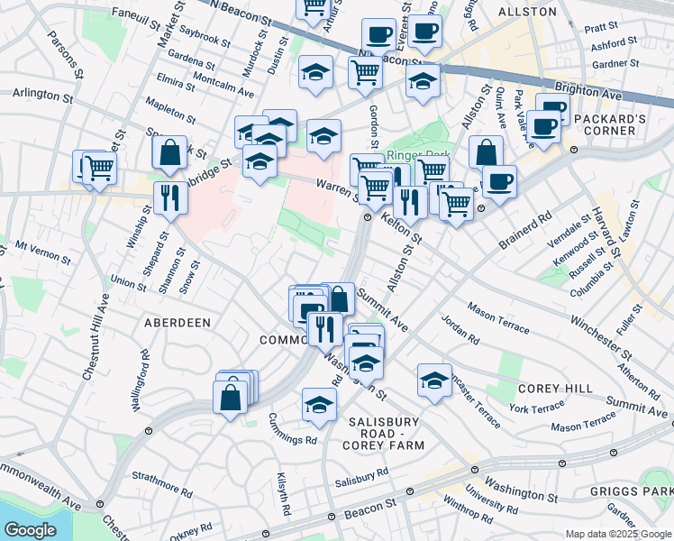 map of restaurants, bars, coffee shops, grocery stores, and more near in 