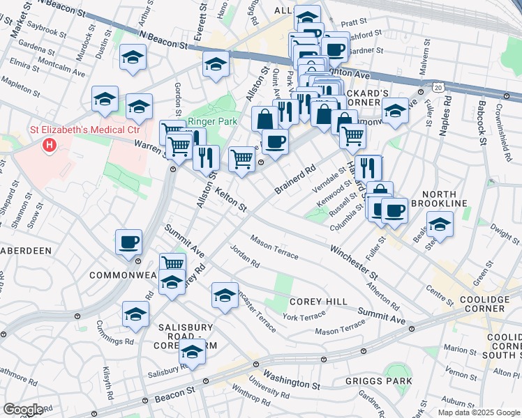 map of restaurants, bars, coffee shops, grocery stores, and more near in 