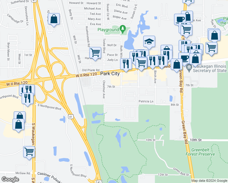 map of restaurants, bars, coffee shops, grocery stores, and more near 727 Sharon Avenue in Park City