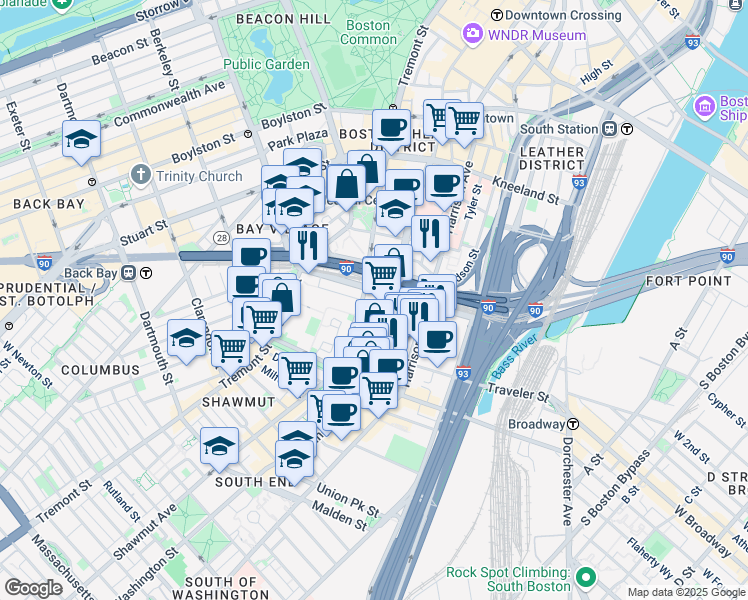 map of restaurants, bars, coffee shops, grocery stores, and more near 62 Herald Street in Boston