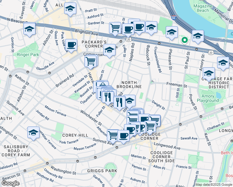 map of restaurants, bars, coffee shops, grocery stores, and more near in 