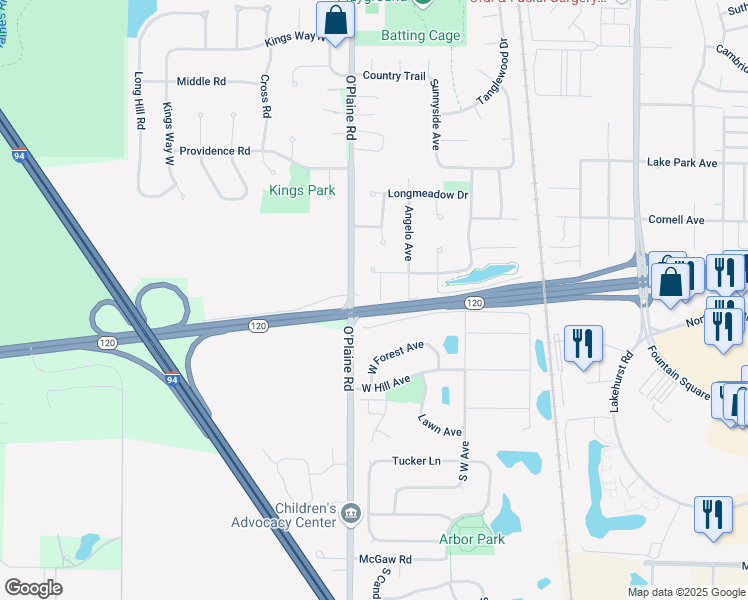 map of restaurants, bars, coffee shops, grocery stores, and more near 808 Astor Place in Gurnee