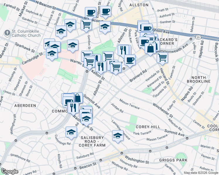 map of restaurants, bars, coffee shops, grocery stores, and more near in 