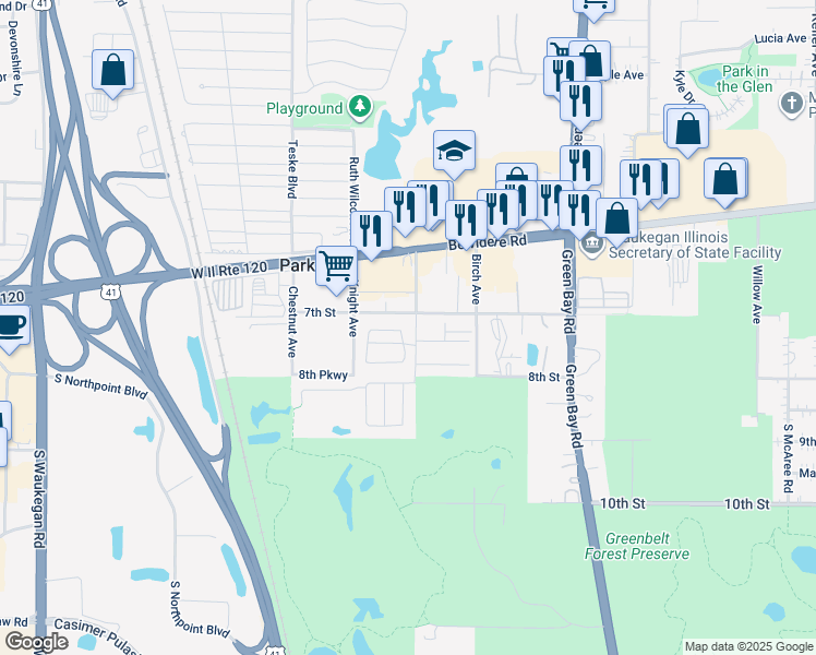 map of restaurants, bars, coffee shops, grocery stores, and more near 735 Hillcrest Avenue in Park City
