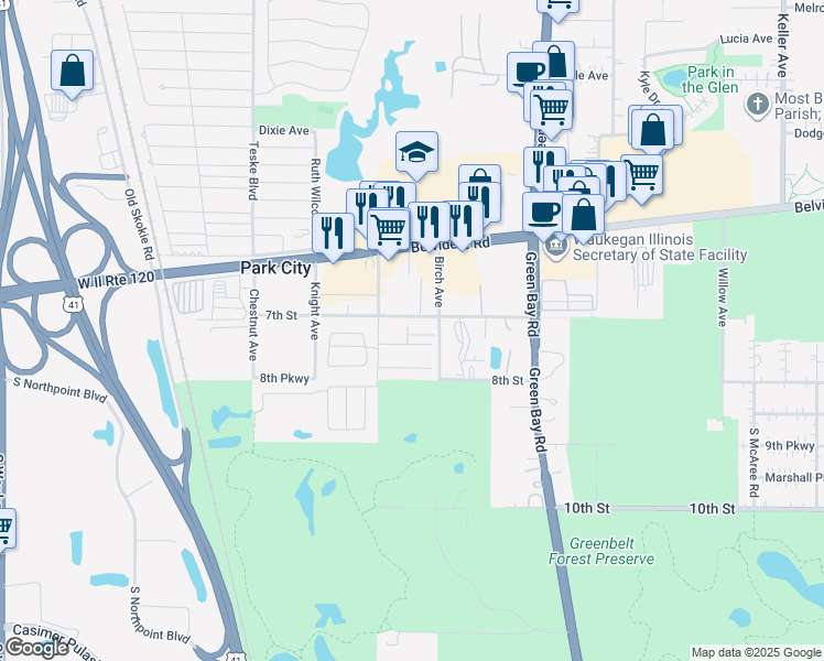 map of restaurants, bars, coffee shops, grocery stores, and more near 3148 Jeanette Avenue in Park City