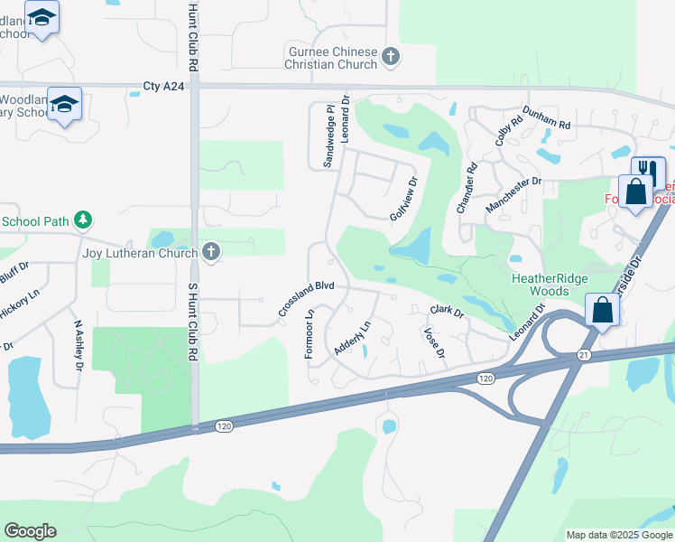 map of restaurants, bars, coffee shops, grocery stores, and more near 768 Gloster Ct in Gurnee